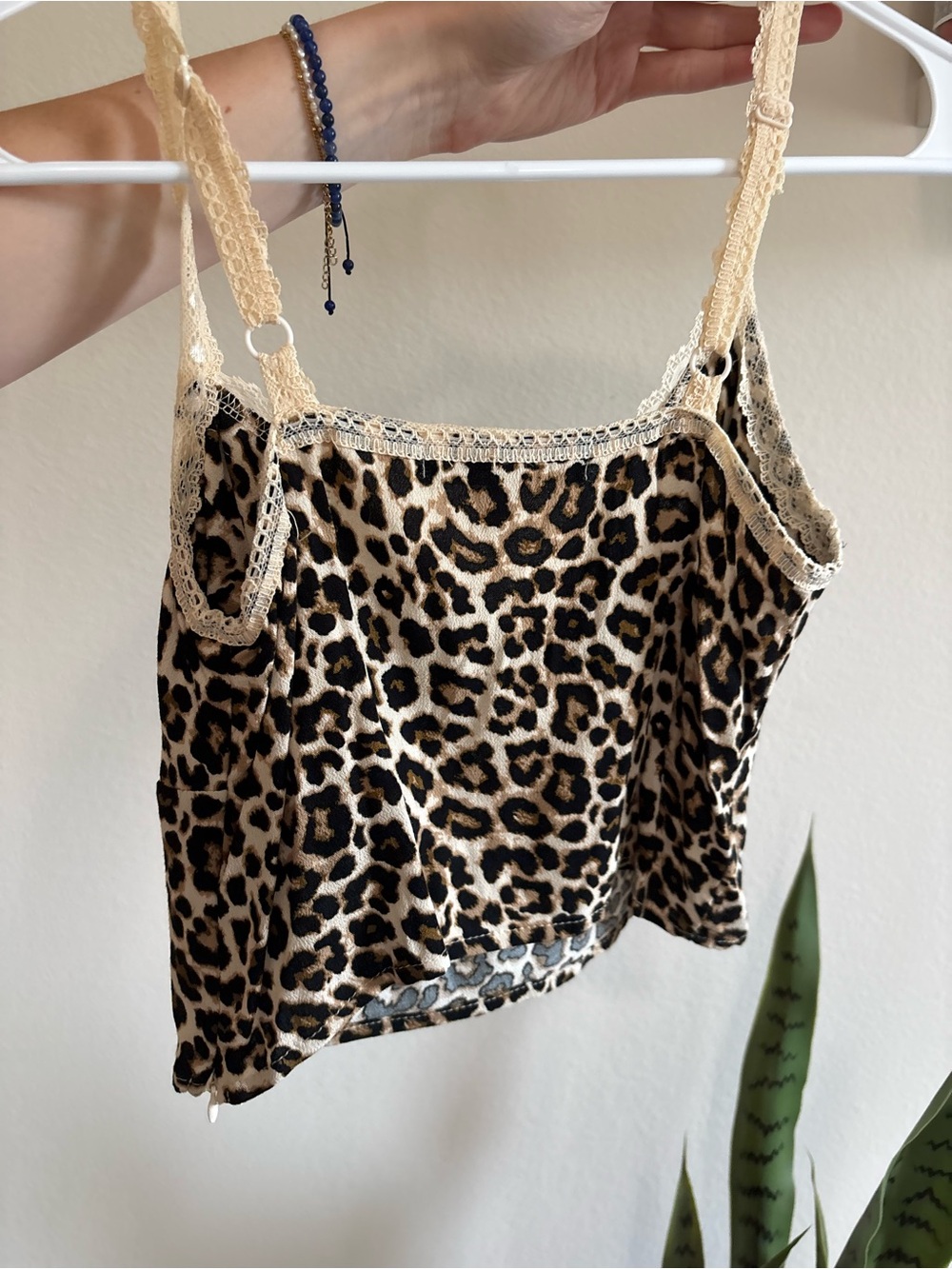 Madden Girl Beige and Black Leopard Lace Trim Cami - Picture 2 of 2